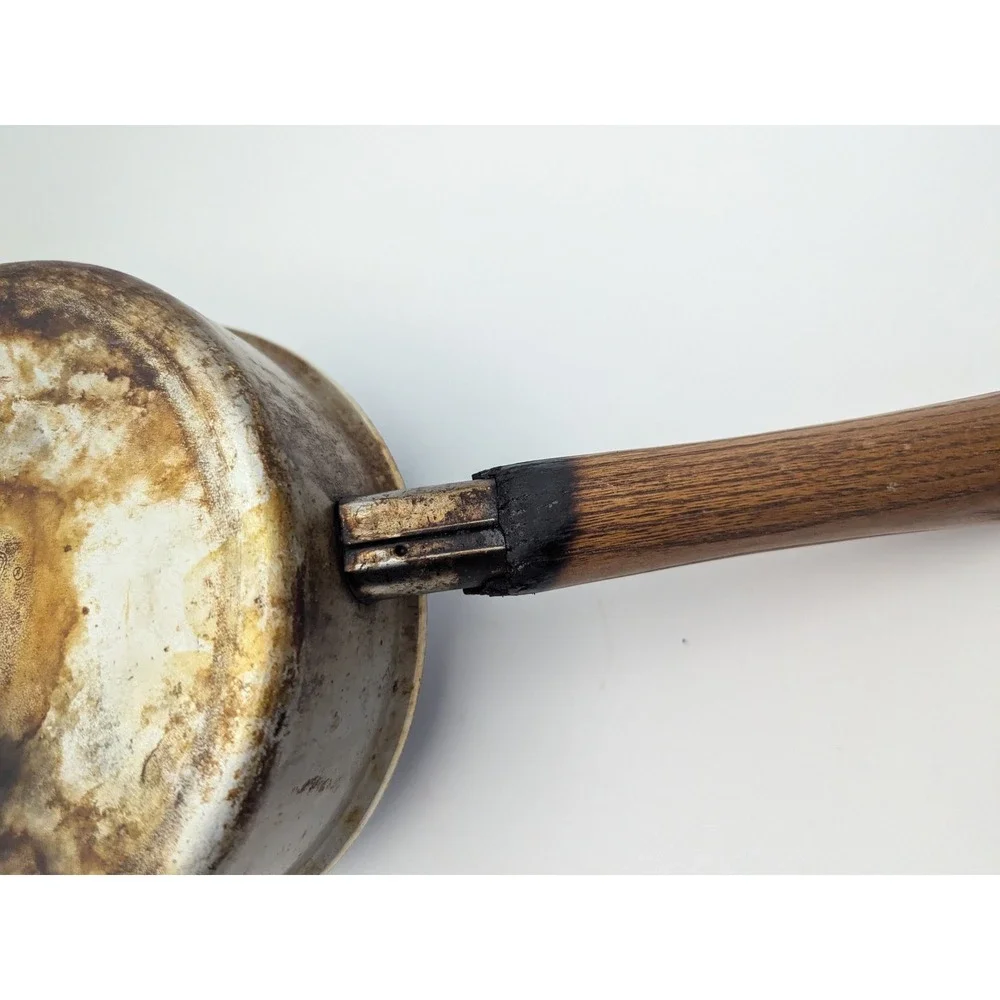 Vintage Mirro Blue‎ Saucepan 1 Qt Wood Handle Country Geese Retro Cookware USA